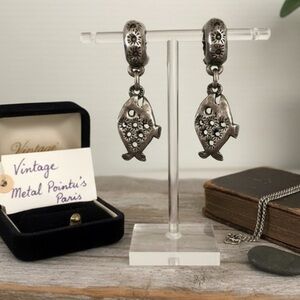 Vintage Bernard Bouhnik Metal Pointu’s Brutalist Fish Clip Earrings